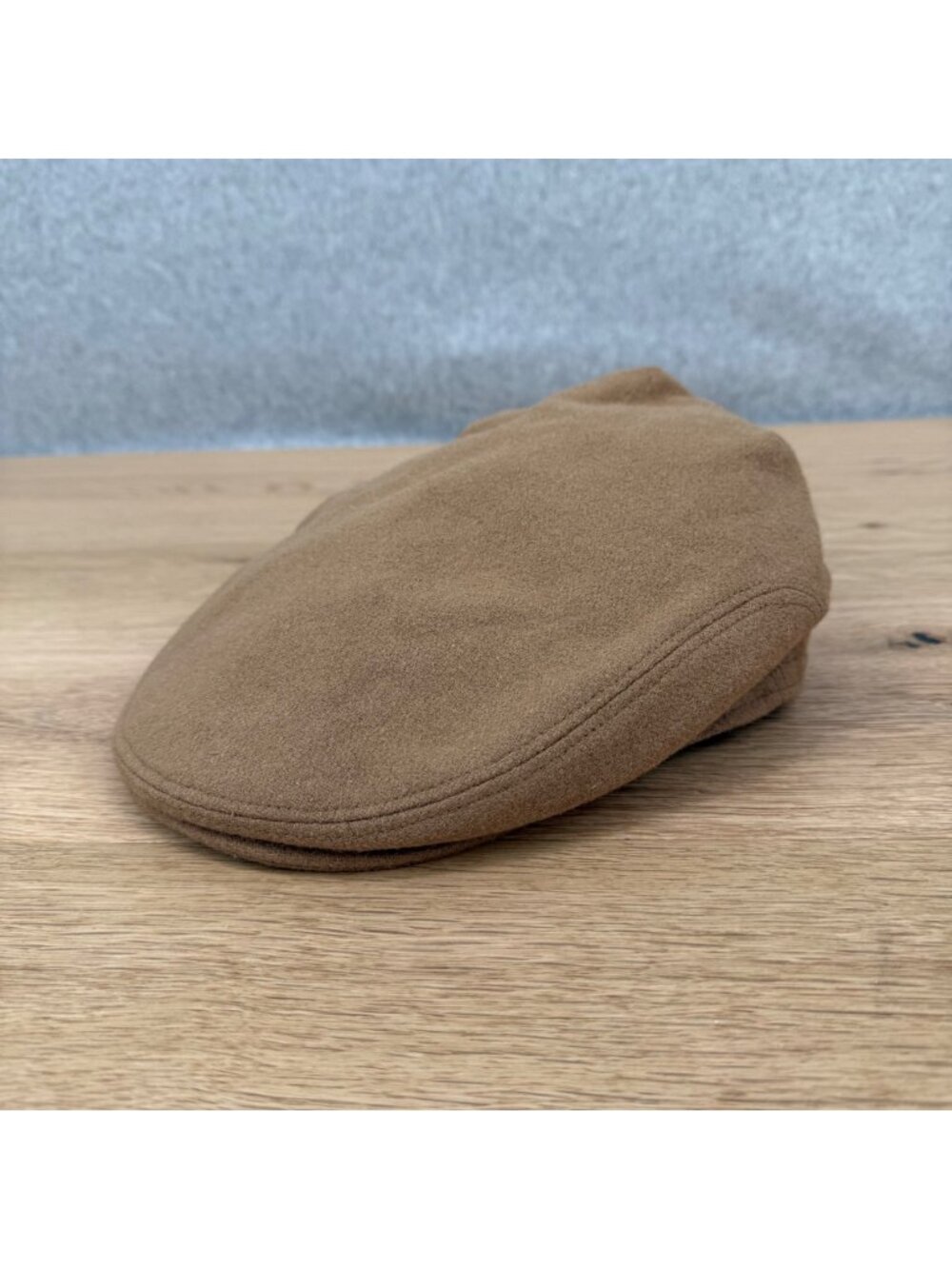 Scala Mens Flat Cap with Tuckaway Earflap Size L Camel Tan Wool Blend Newsboy